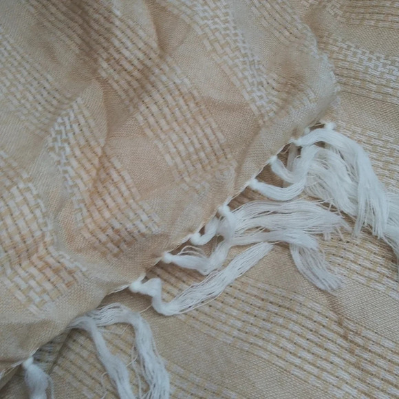 Womans gauzy stripe poncho jacket ligh orange and white - Picture 13 of 16